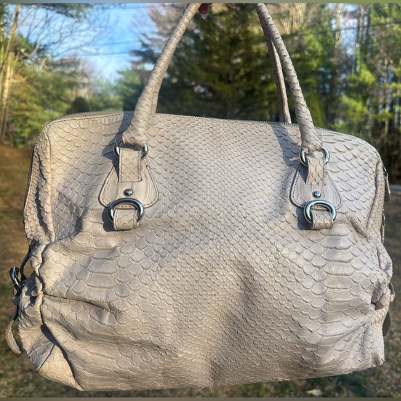 Furla Python Embossed Leather Shoulder Bag - Picture 1 of 17